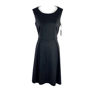 NWT Calvin Klein black sleeveless fit and flare pleated dress 6 PP7